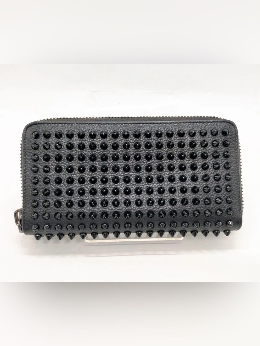 Christian Louboutin Black Spike-Embellished Zip Wallet